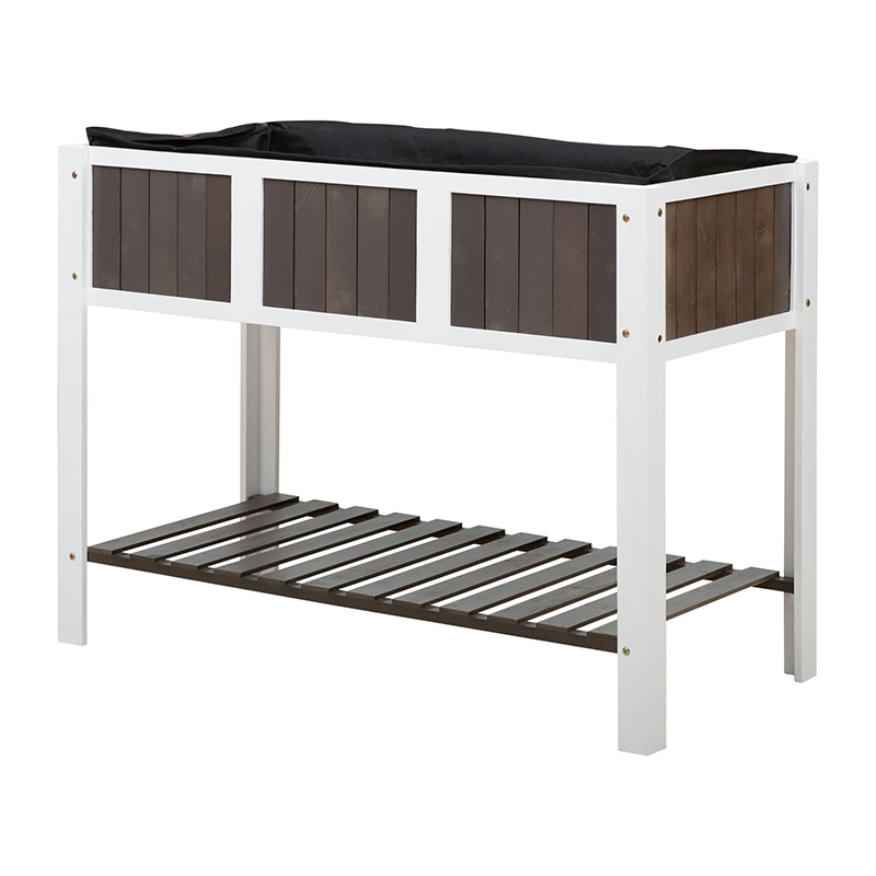 تخت 47 اینچ 23 اینچ در 35 اینچ باغچه چوبی با فضای وسیع برای کاشت، قفسه نگهداری و استفاده چند منظوره