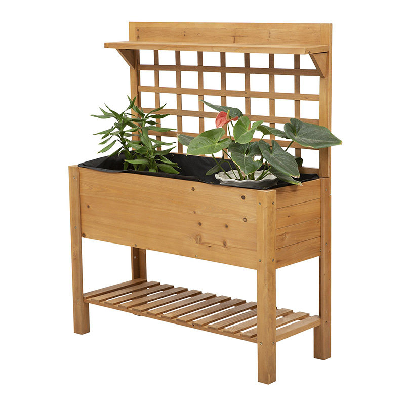 41'x18'x53' تخت مرتفع باغ با قفسه و چرخ جعبه های گیاهی گلکاری چوب جامد برای گل سبزیجات در فضای باز/داخلی - قهوه ای 41'x18'x53' تخت مرتفع باغ با قفسه و چرخ جعبه های گیاهی گلکاری چوب جامد برای گل سبزیجات در فضای باز/داخلی - قهوه ای