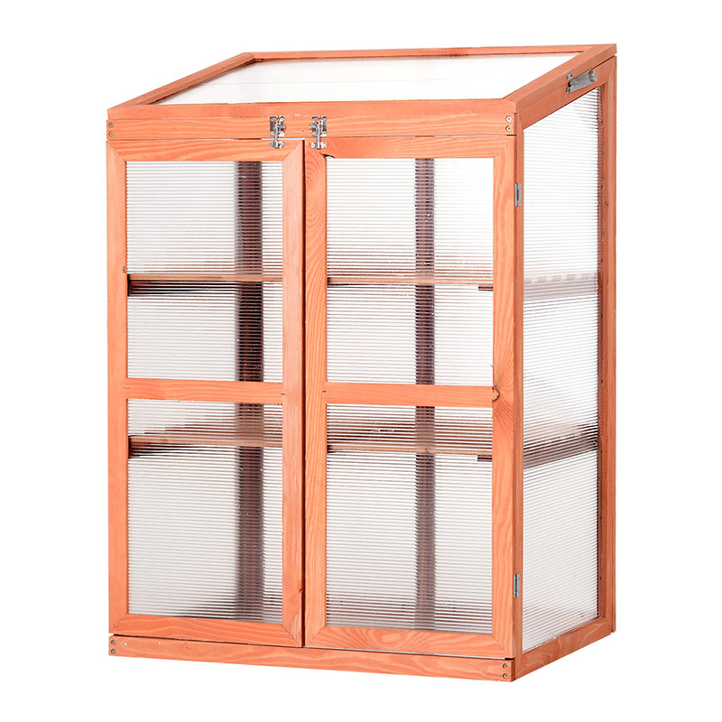 جعبه کاشت گلخانه مستطیلی با پانل های پلی کربنات برای گرم نگه داشتن گیاهان