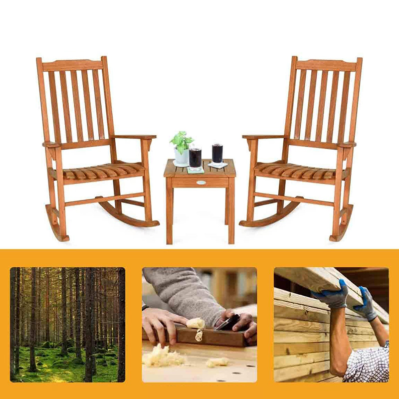 ست صندلی گهواره ای 3 عددی صنوبر چوبی با میز قهوه 2 عدد صندلی مکالمه چوبی