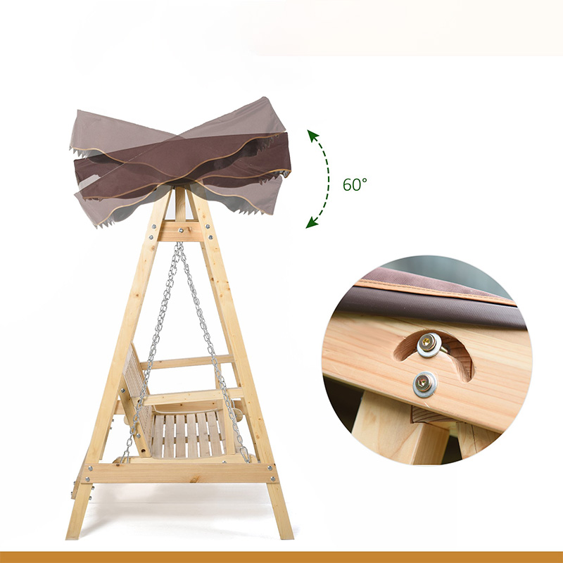 تاب ایوان دو نفره در فضای باز با پایه چوبی، طراحی قاب A قوی و سایبان ضد آب قابل تنظیم