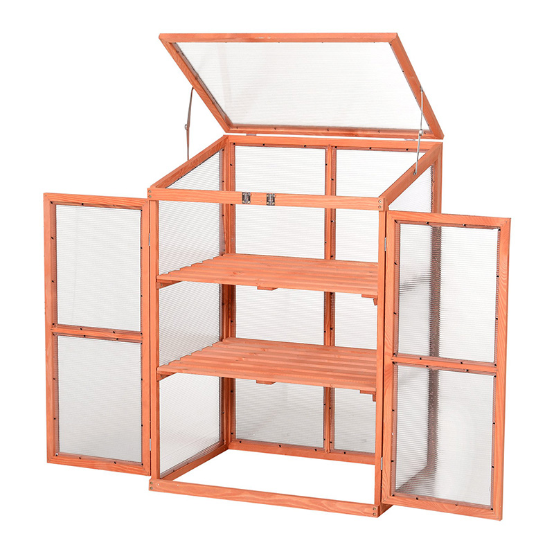 جعبه کاشت گلخانه مستطیلی با پانل های پلی کربنات برای گرم نگه داشتن گیاهان