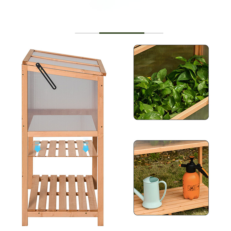 جعبه محافظ گیاه گلخانه ای 36 × 20 اینچ 41 اینچ در فضای باز با رویه قابل باز شدن، قاب سرد چوبی نارنجی