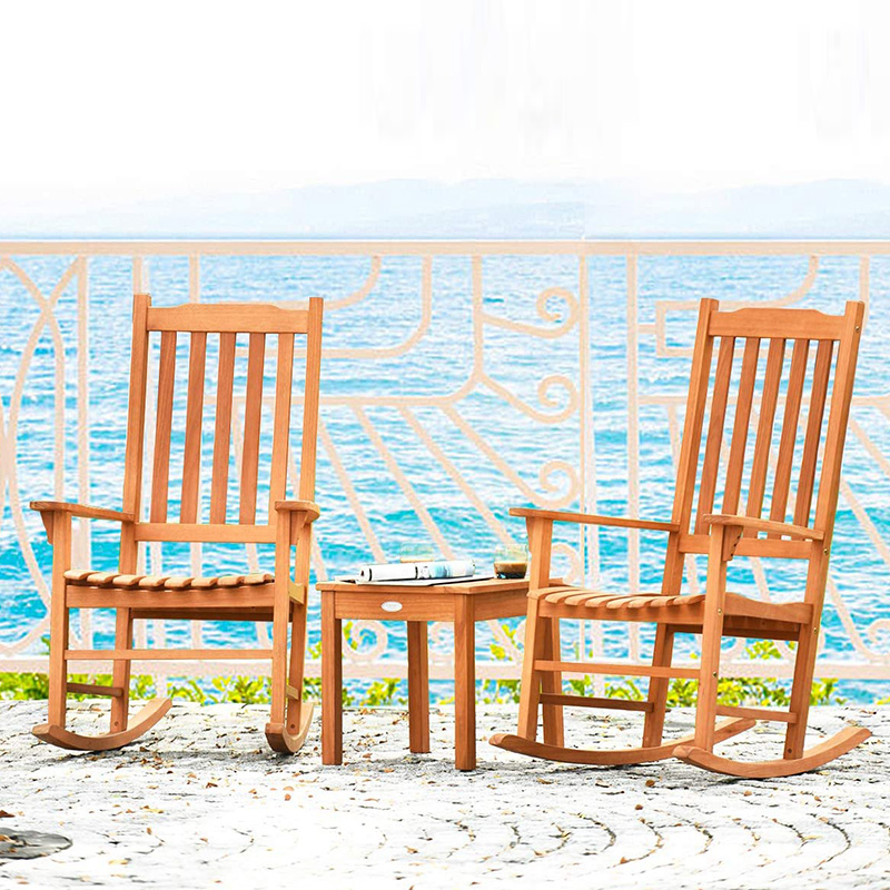 ست صندلی گهواره ای 3 عددی صنوبر چوبی با میز قهوه 2 عدد صندلی مکالمه چوبی