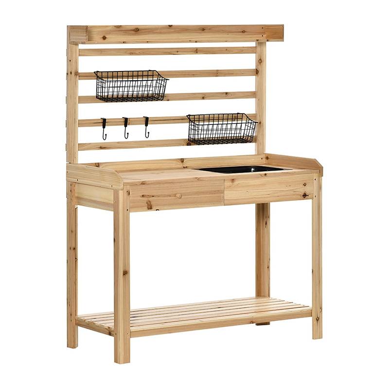 میز نیمکت گلدان، ایستگاه کاری باغ با صفحه غربال، سینک و سبد قابل جابجایی میز نیمکت گلدان، ایستگاه کاری باغ با صفحه غربال، سینک و سبد قابل جابجایی