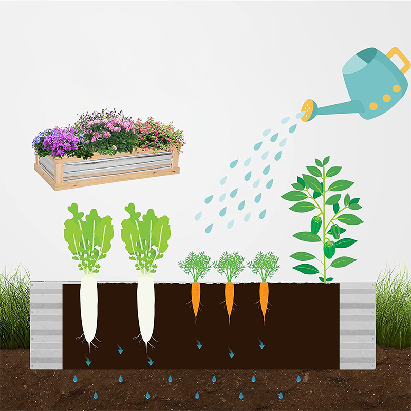 کیت تخت گل باغ برافراشته با گلخانه، گلدان قاب سرد چوبی، طبیعی