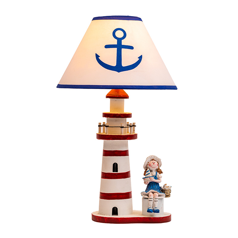 چراغ رومیزی سبک ساحلی، آبی یخی عتیقه