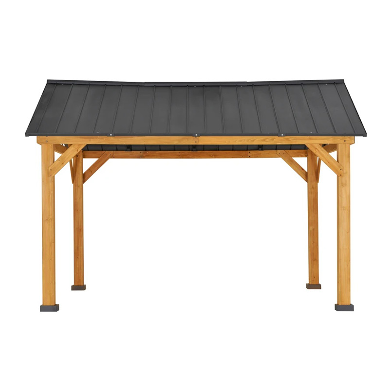 آلاچیق 11x13 با قاب چوبی، سایبان دائمی سقف فلزی با قلاب سقفی برای باغ، پاسیو، حیاط خلوت