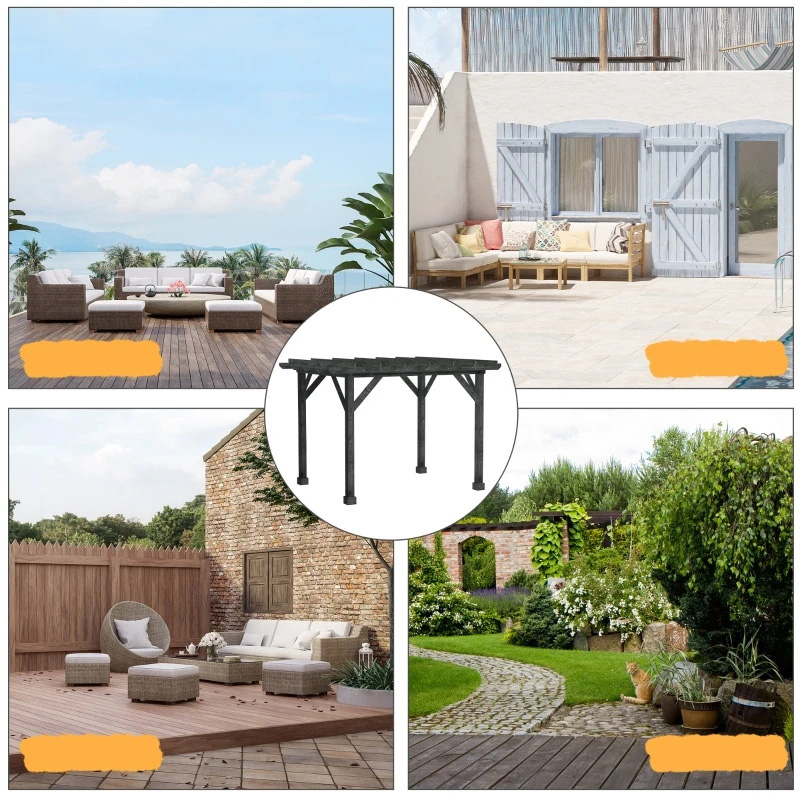 آلاچیق در فضای باز 10 x 10 اینچ، آلاچیق 100% چوبی مناسب برای پاسیو، عرشه، باغ، آلاچیق، ایده آل برای باربیکیو، مهمانی، پیک نیک، مشکی