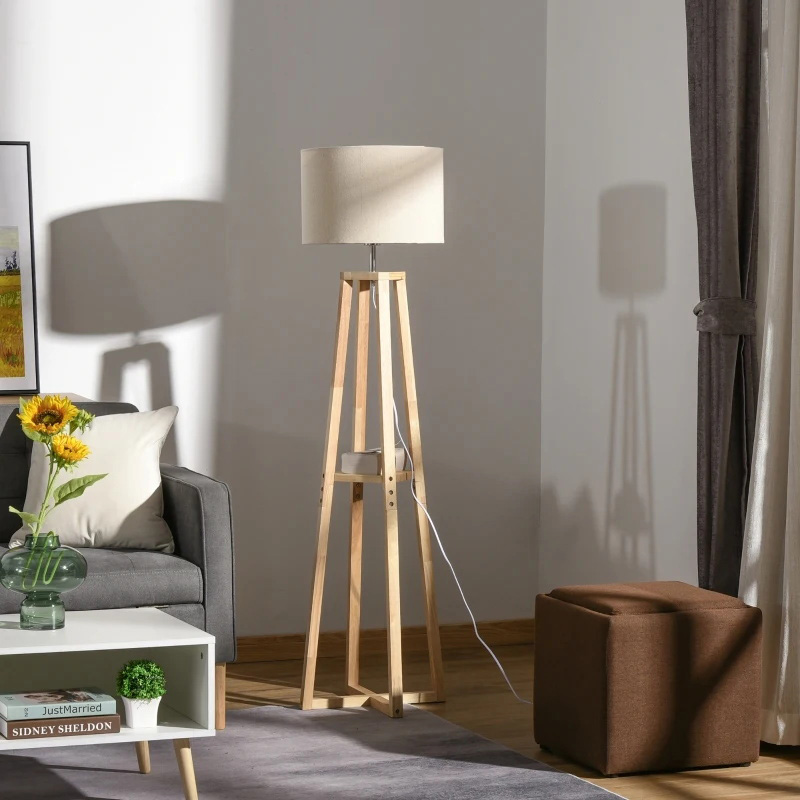 چراغ اتاق خواب ایستاده مدرن با آباژور درام، سوئیچ پدال پا