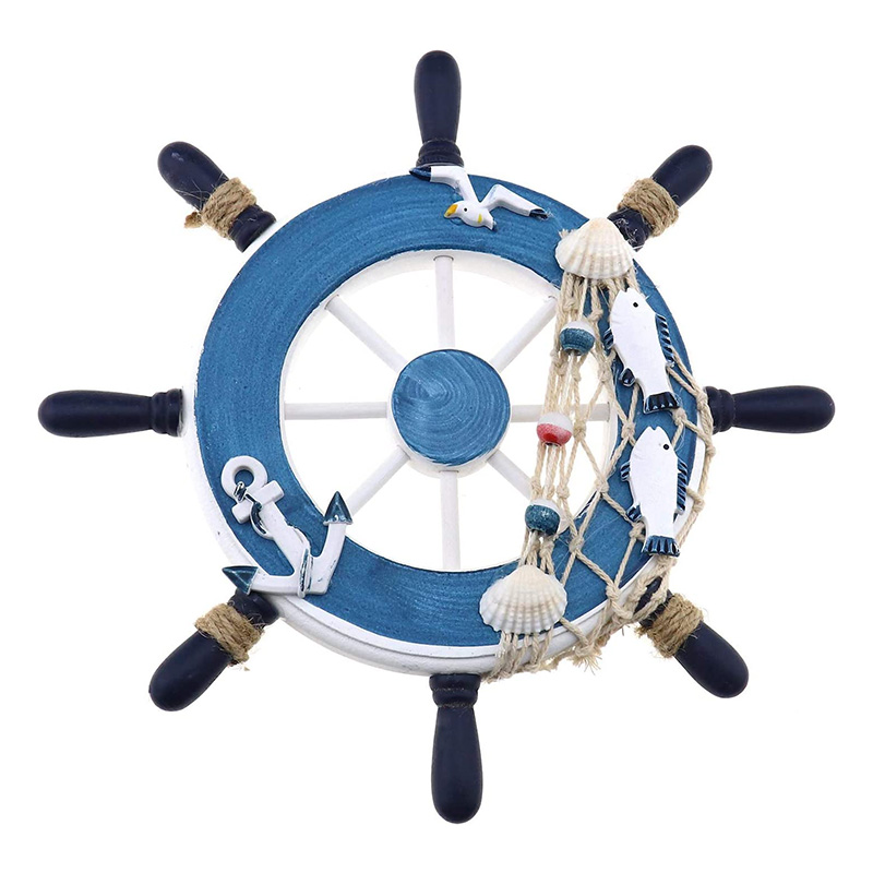 فرمان کشتی قایق چوبی دریایی/دکور دزدان دریایی چرخ کشتی چوبی پلاک تزئین دیوار و در (ماهی سفید)