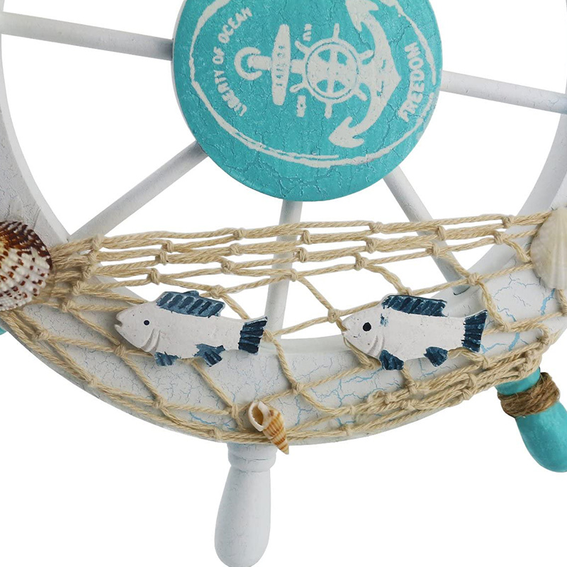 فرمان کشتی قایق چوبی دریایی/دکور دزدان دریایی چرخ کشتی چوبی پلاک تزئین دیوار و در (ماهی سفید)