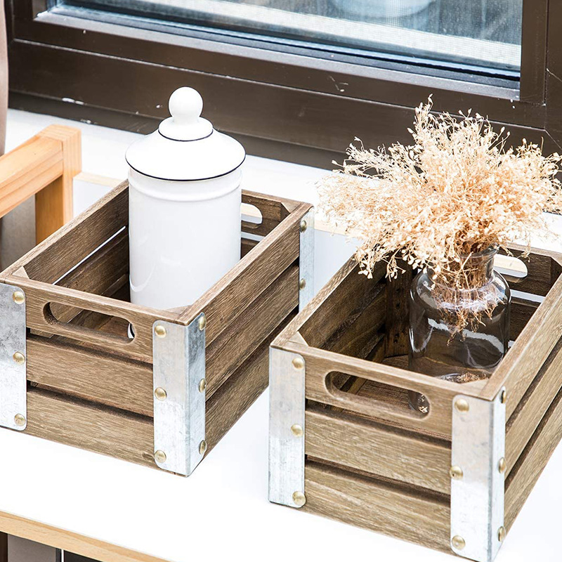 جعبه نگهداری چوب برای سازماندهی و ذخیره سازی، بسته 3، قهوه ای