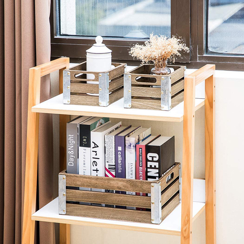 جعبه نگهداری چوب برای سازماندهی و ذخیره سازی، بسته 3، قهوه ای