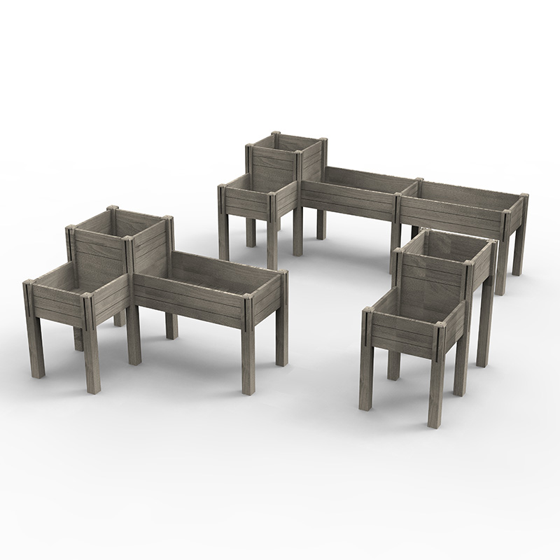 تخت باغ سه طبقه با قفسه انباری، کیت جعبه چوبی مرتفع