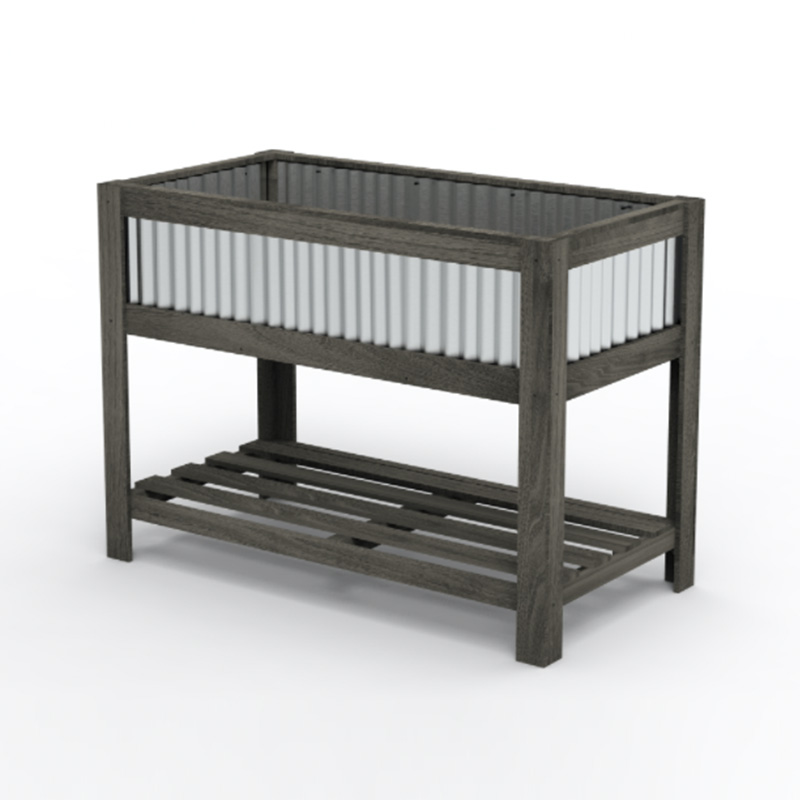 تخت 47 اینچ 23 اینچ در 35 اینچ باغچه چوبی با فضای وسیع برای کاشت، قفسه نگهداری و استفاده چند منظوره