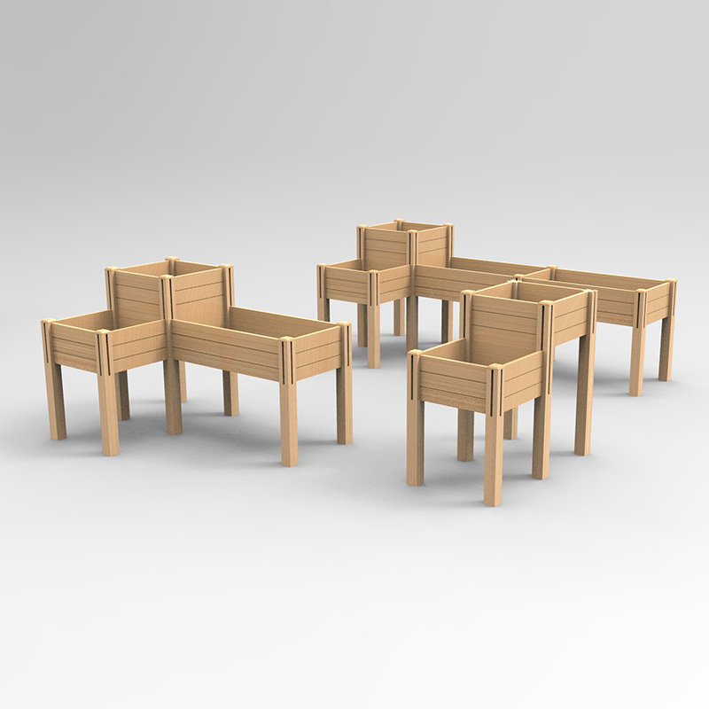 تخت باغ سه طبقه با قفسه انباری، کیت جعبه چوبی مرتفع