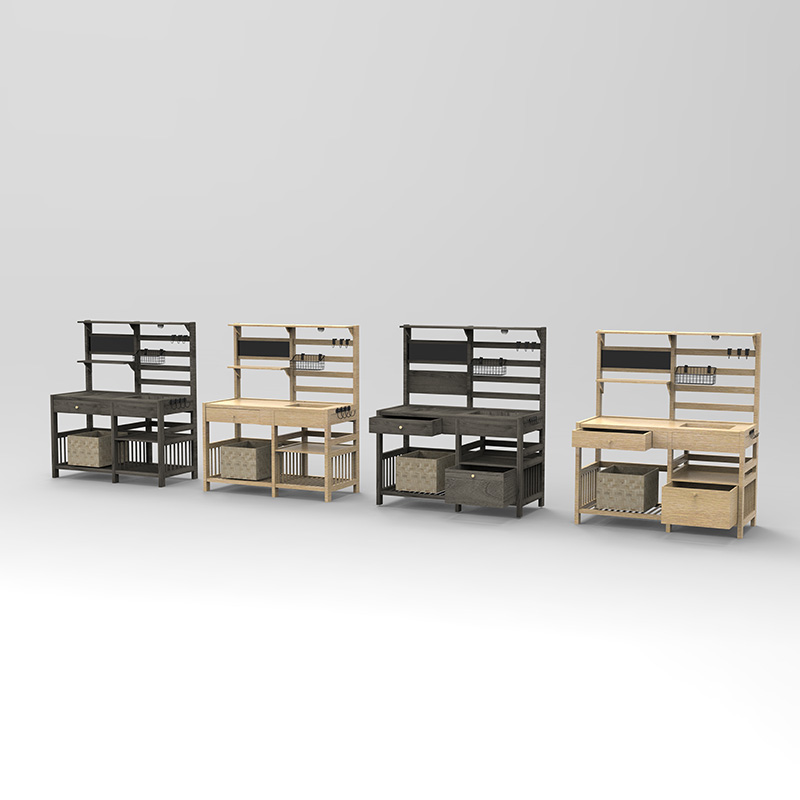 میز نیمکت گلدان، ایستگاه کاری باغ با صفحه غربال، سینک و سبد قابل جابجایی