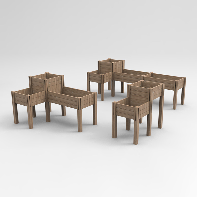 تخت باغ سه طبقه با قفسه انباری، کیت جعبه چوبی مرتفع