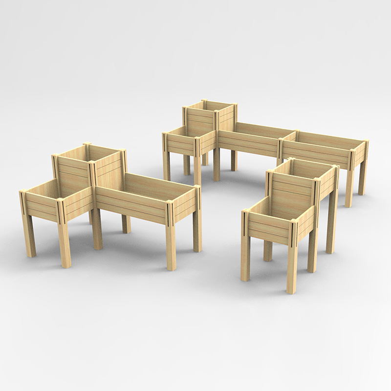 تخت باغ سه طبقه با قفسه انباری، کیت جعبه چوبی مرتفع