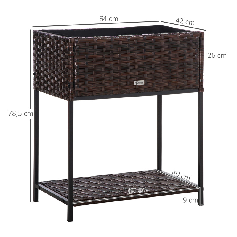 جعبه کاشت گل حصیری داخلی/خارجی با قفسه نگهداری ابزار در زیر و محوطه کار مرتفع 28 اینچی H