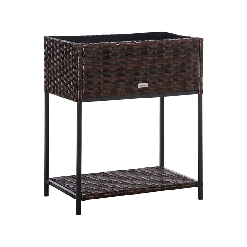 جعبه کاشت گل حصیری داخلی/خارجی با قفسه نگهداری ابزار در زیر و محوطه کار مرتفع 28 اینچی H