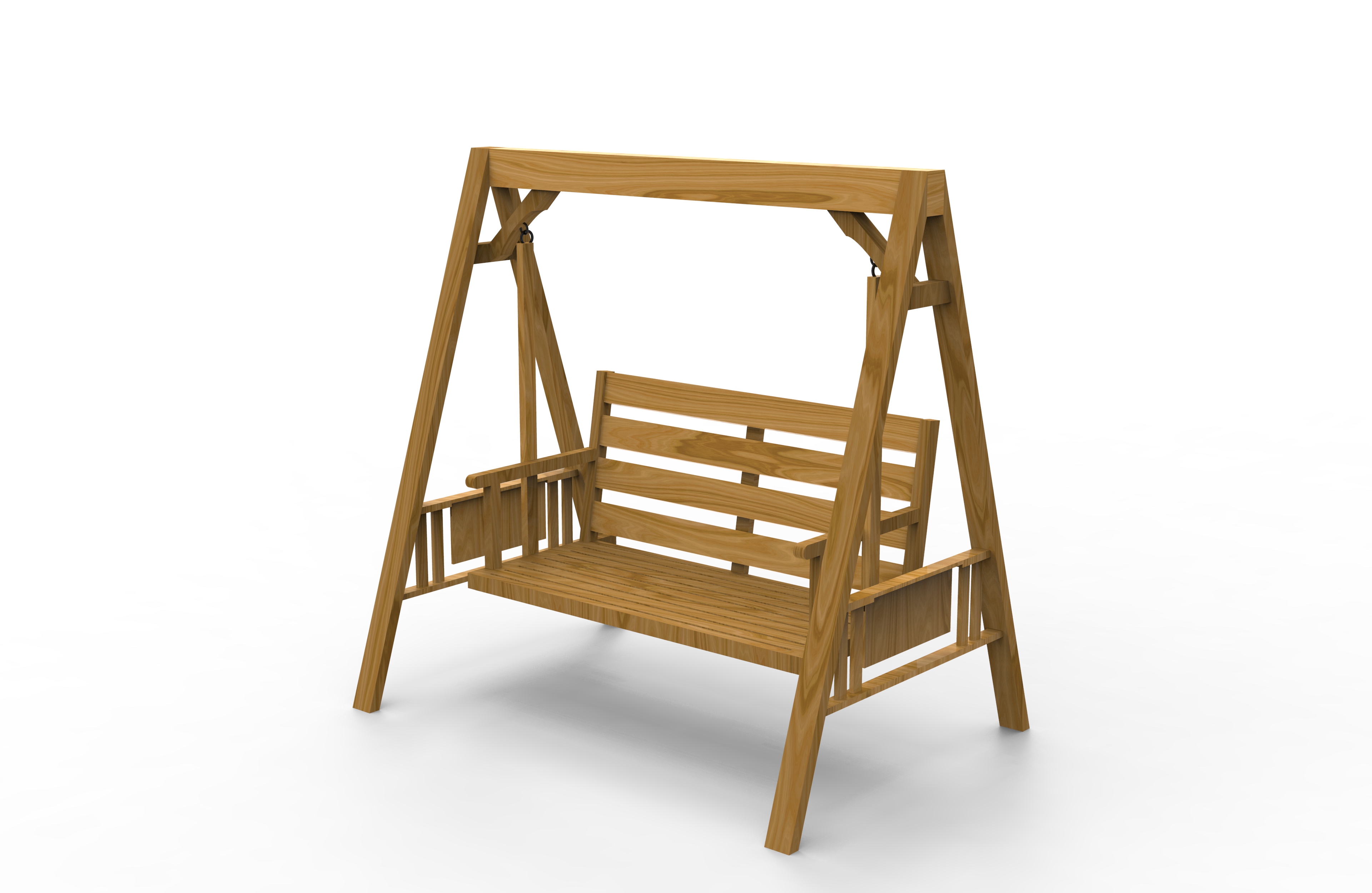 تاب ایوان دو نفره در فضای باز با پایه چوبی، طراحی قاب A قوی و سایبان ضد آب قابل تنظیم، تاب سبک روستیک