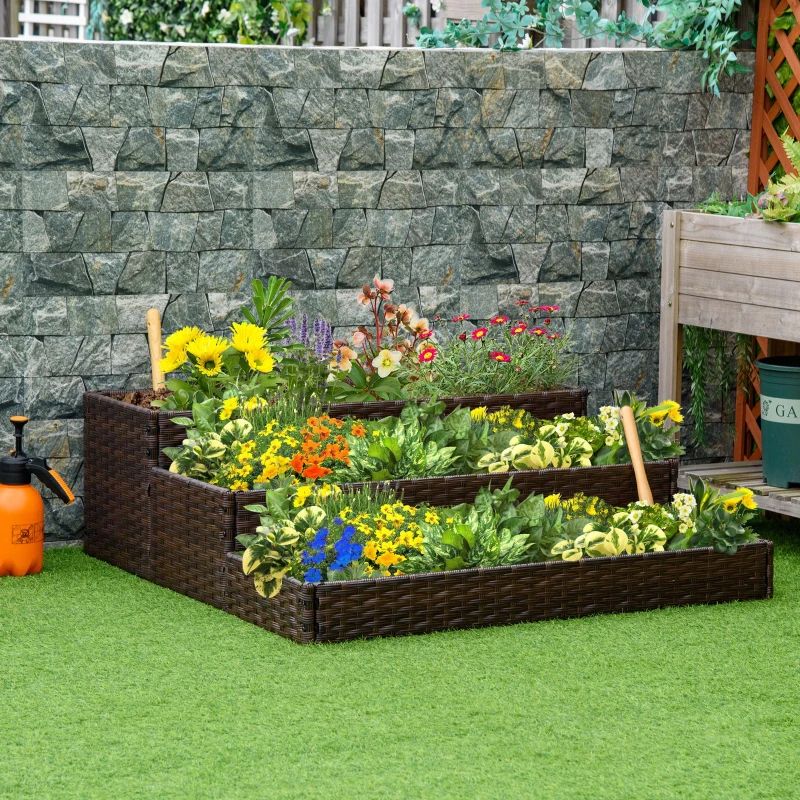جعبه کاشت گل حصیری داخلی/خارجی با قفسه نگهداری ابزار در زیر و محوطه کار مرتفع 28 اینچی H
