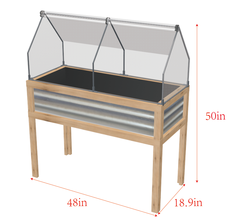 جعبه محافظ گیاه گلخانه ای 36 × 20 اینچ 41 اینچ در فضای باز با رویه قابل باز شدن، قاب سرد چوبی نارنجی