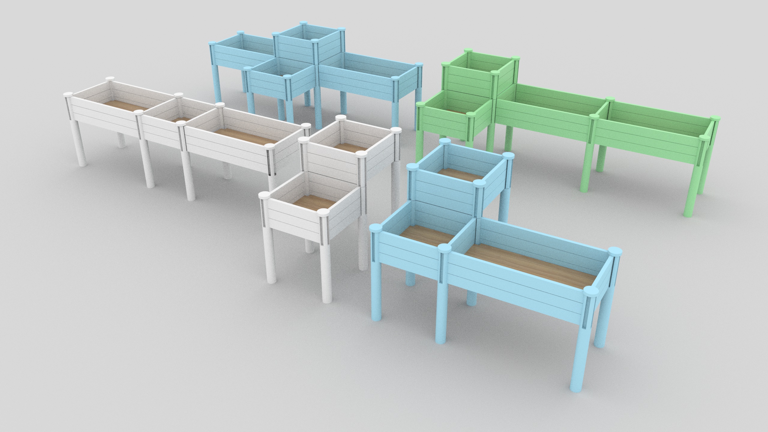 تخت باغ سه طبقه با قفسه انباری، کیت جعبه چوبی مرتفع