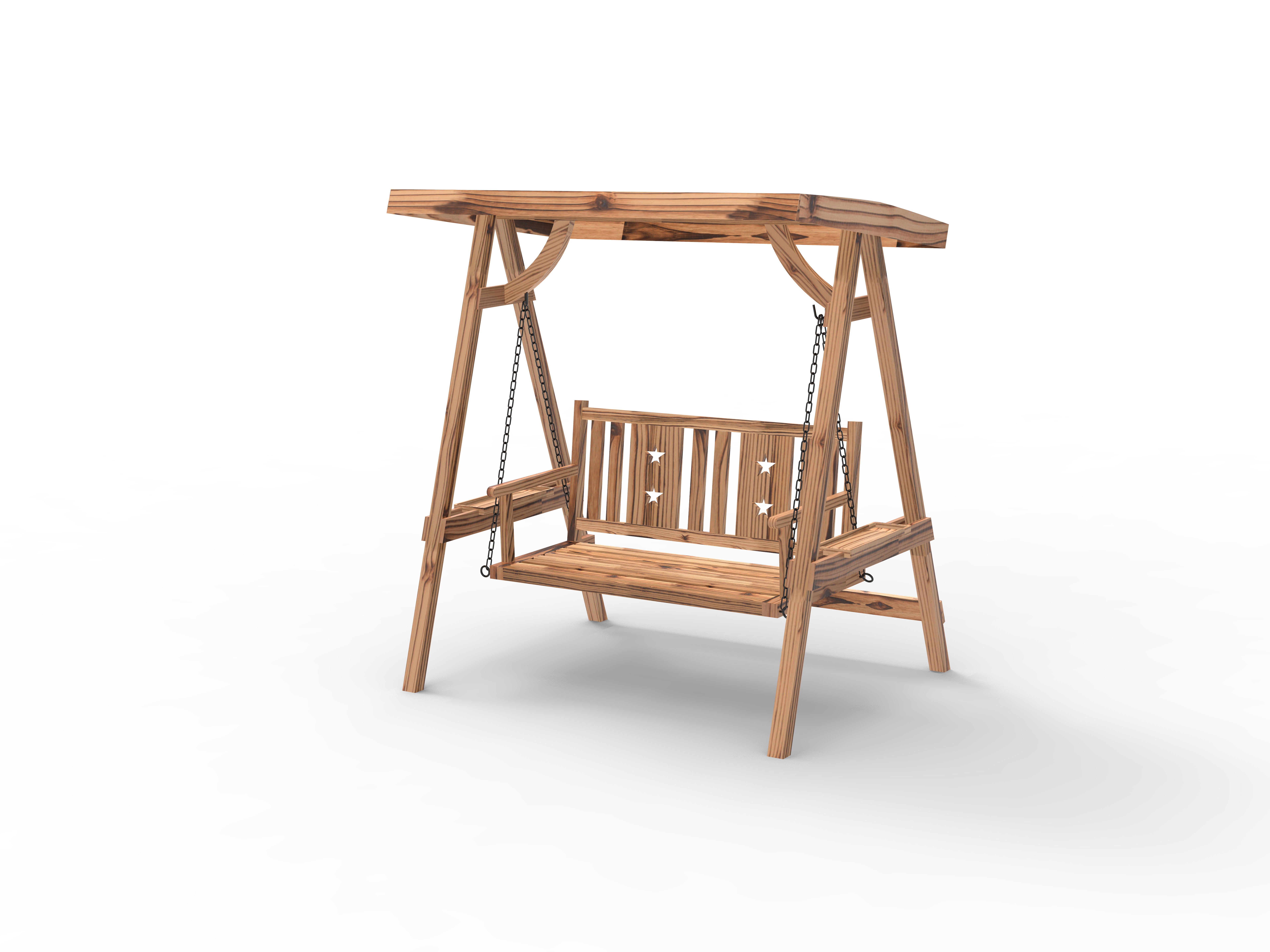 تاب ایوان دو نفره در فضای باز با پایه چوبی، طراحی قاب A قوی و سایبان ضد آب قابل تنظیم، تاب سبک روستیک