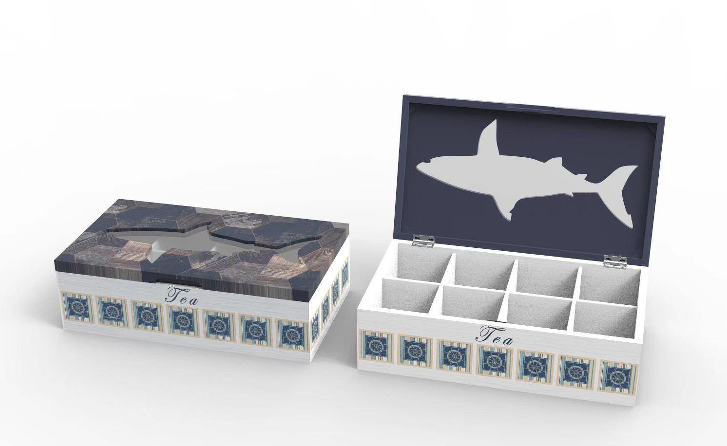 دکور پناهگاه ساحلی Lixincrafts، دکور سبک دریا، جعبه چای