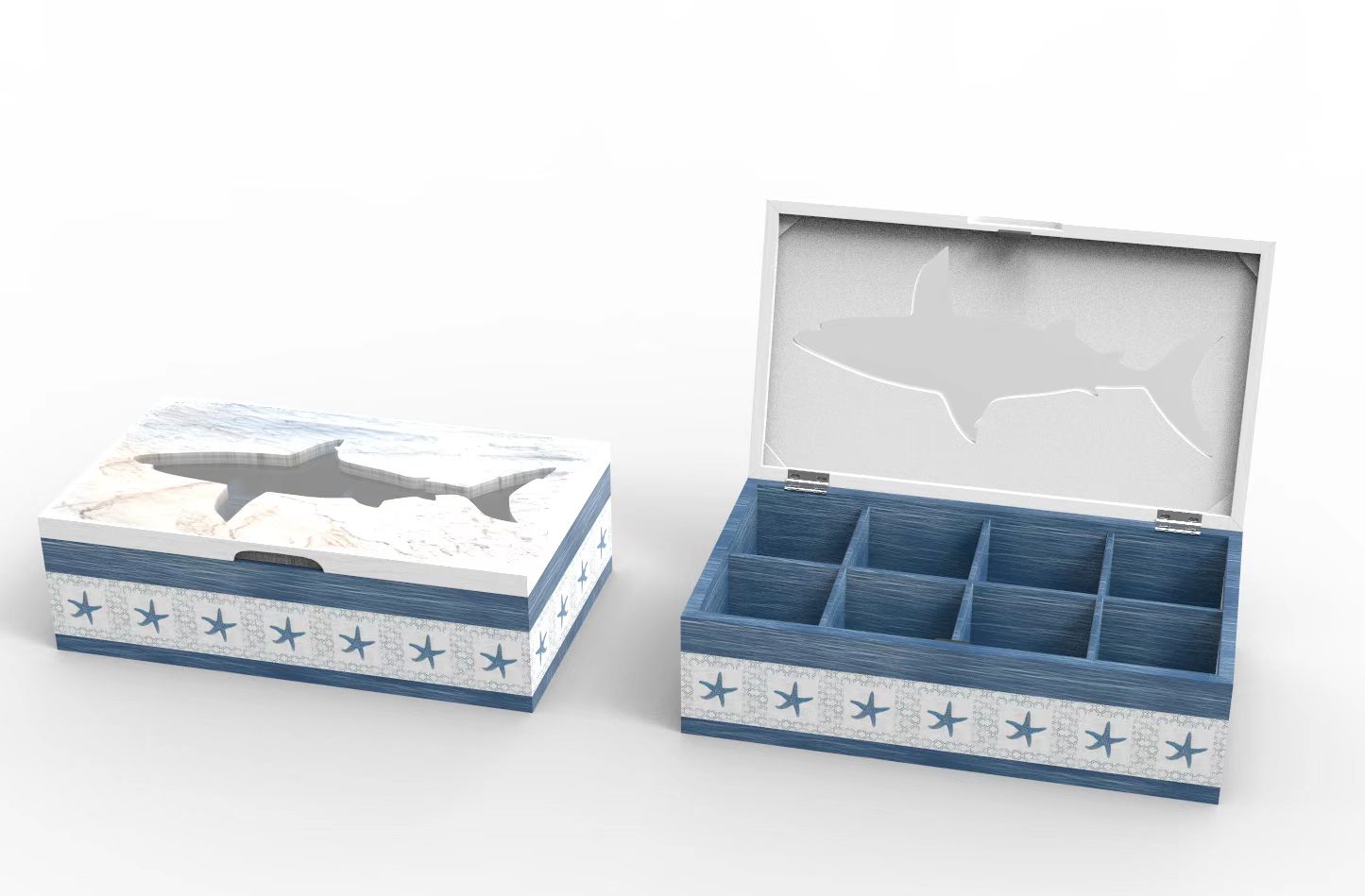 دکور پناهگاه ساحلی Lixincrafts، دکور سبک دریا، جعبه چای