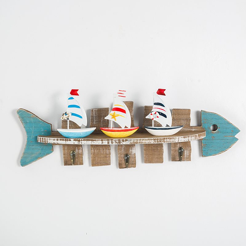 دکور پناهگاه ساحلی Lixincrafts، دکور به سبک دریا، دکور چرخ کشتی - دکور ماهی