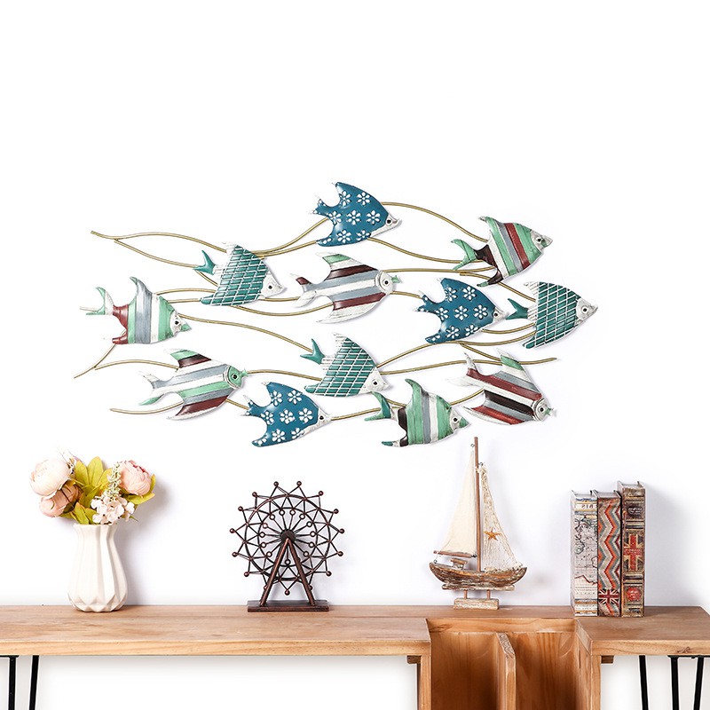 دکور پناهگاه ساحلی Lixincrafts، دکور به سبک دریا، دکور چرخ کشتی - دکور ماهی