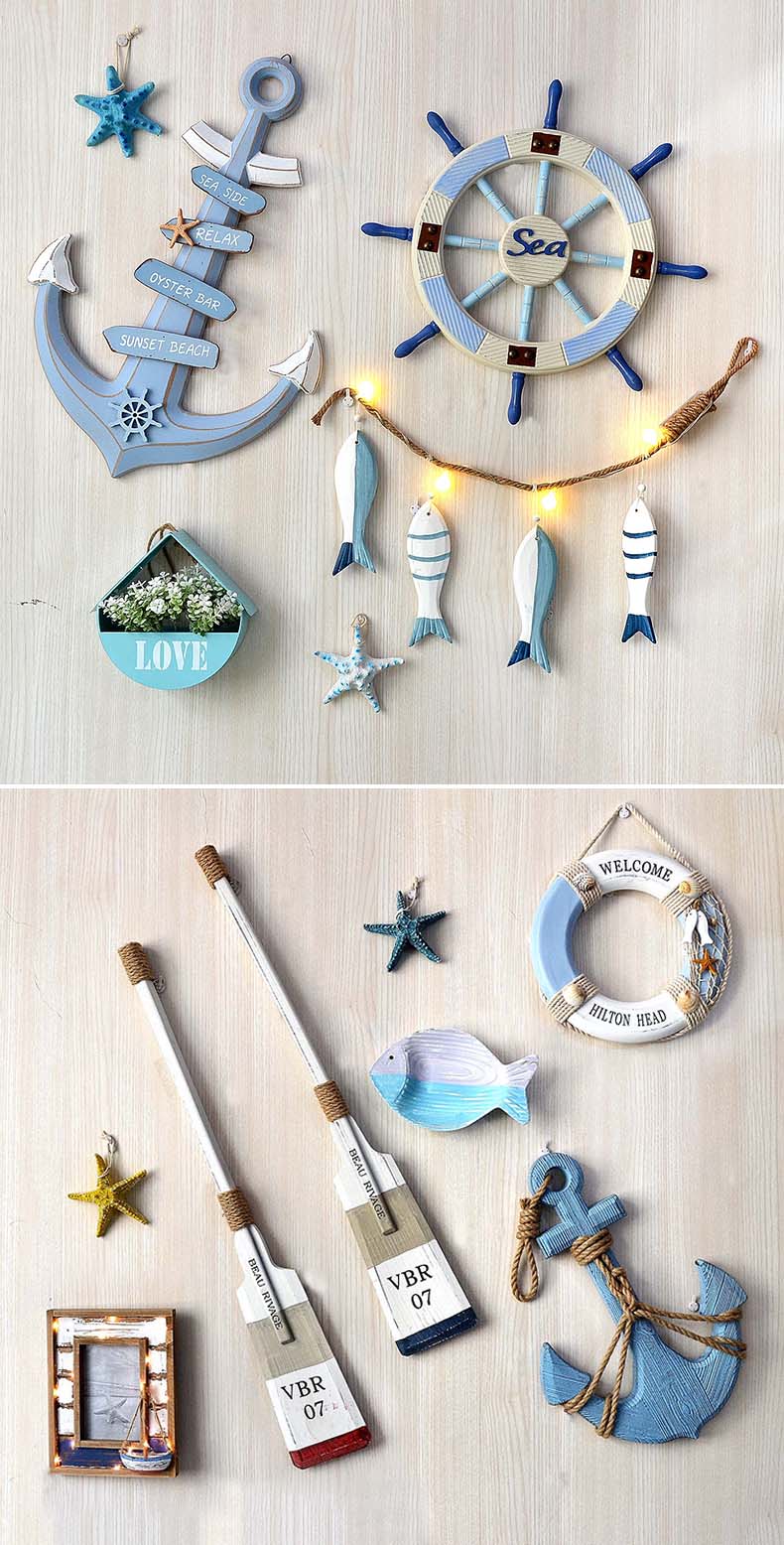 دکور پناهگاه ساحلی Lixincrafts، دکور سبک دریا، چرخ کشتی