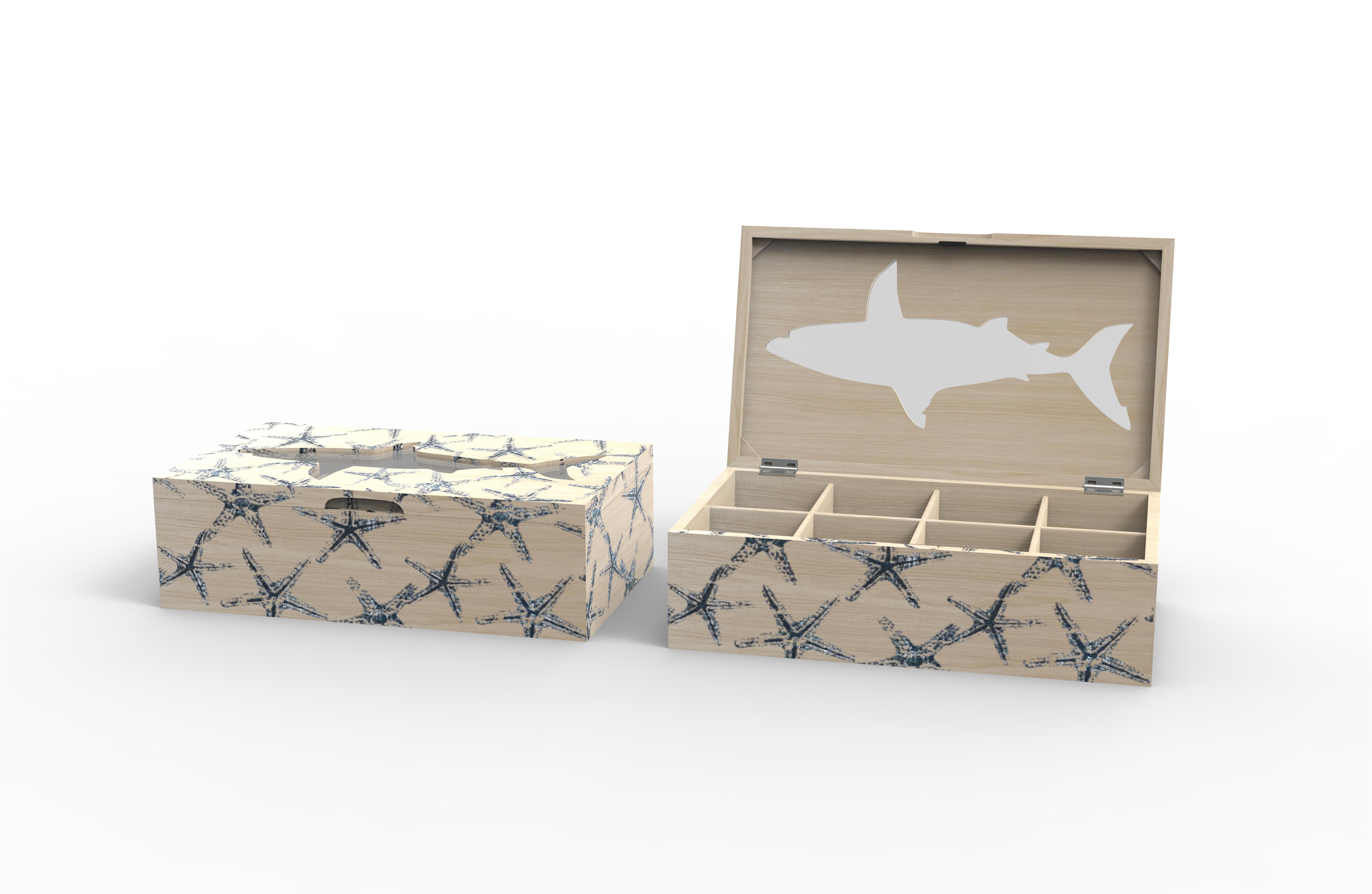 دکور پناهگاه ساحلی Lixincrafts، دکور سبک دریا، جعبه چای