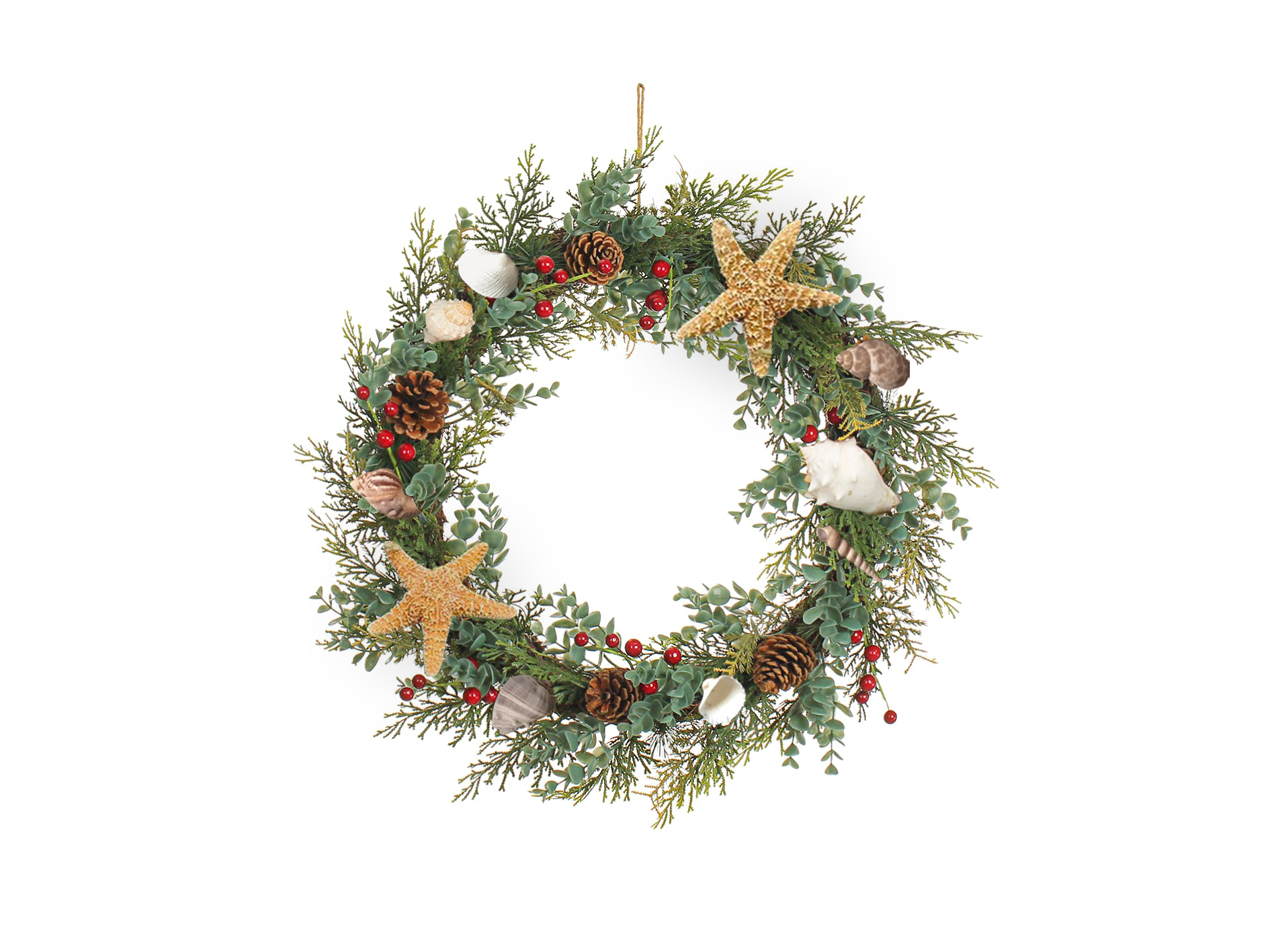 دکور پناهگاه ساحلی Lixincrafts، دکور به سبک دریا، تاج گل صدفی