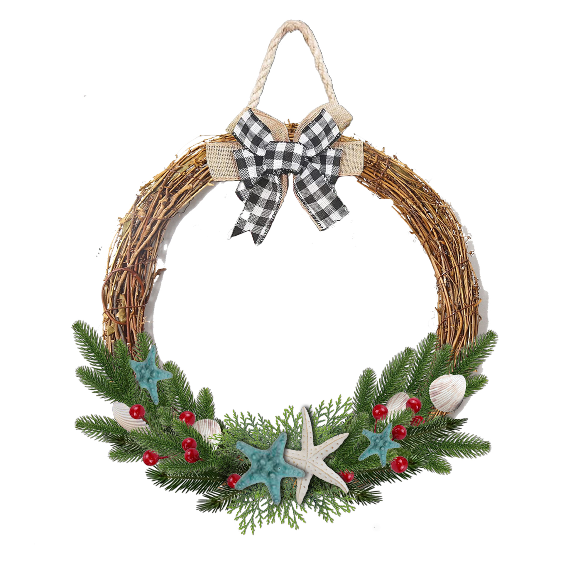 دکور پناهگاه ساحلی Lixincrafts، دکور به سبک دریا، تاج گل صدفی